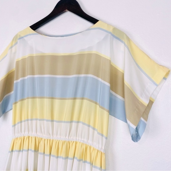 Vintage TOP ACT 80s style Pastel Striped Short Sleeve Dress Medium - Picture 4 of 12